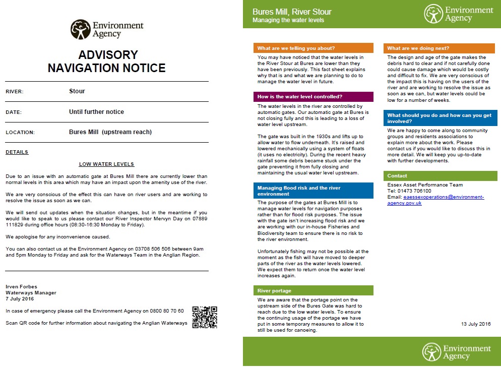 Bures Mill – Advisory Navigation Notice + Low Water Level Factsheet (994×728)