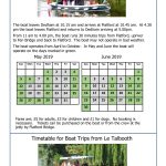 DVB Boat Trip Timetable May & June 2019